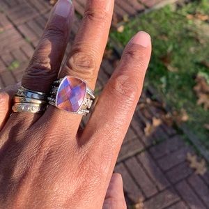 Orange pink opaque 1” stone. #925 adjustable ring.